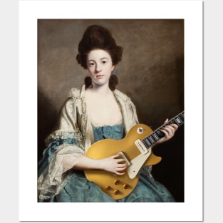 Quirky Painting of Girl Playing Goldtop Guitar Posters and Art